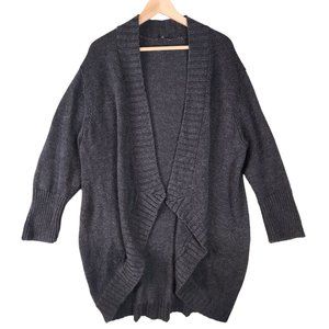 Eileen Fisher Open Front Long Cardigan Women's XL Gray Merino Wool Knit